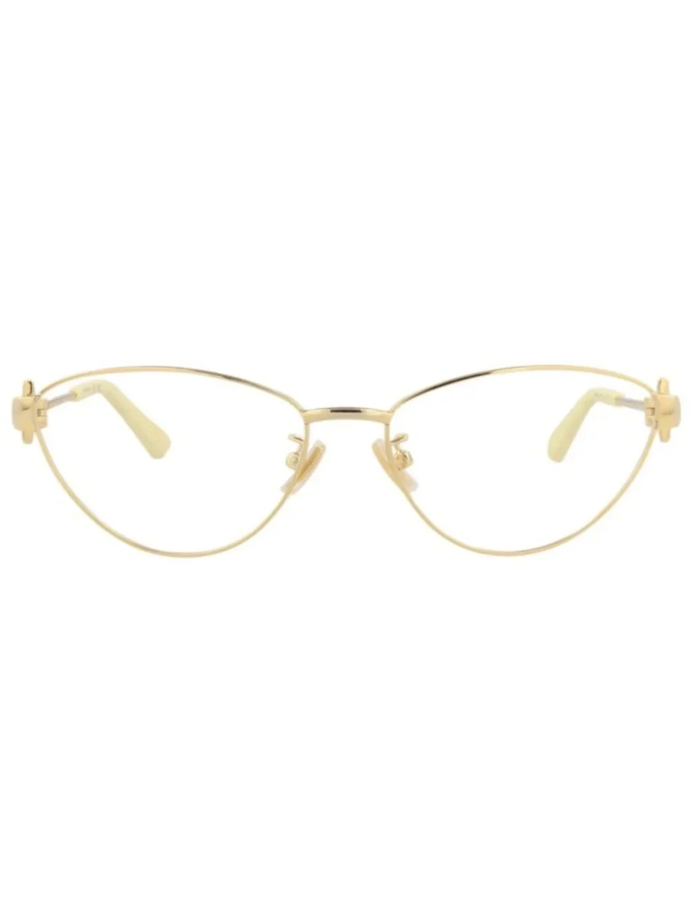 New Bottega Veneta Women's Eyeglasses Cat Eye Metal Frame Gold Gold Transparent